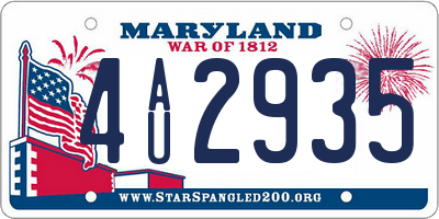 MD license plate 4AU2935