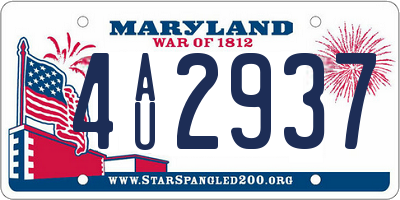 MD license plate 4AU2937