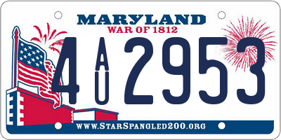 MD license plate 4AU2953