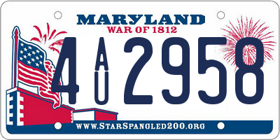 MD license plate 4AU2958
