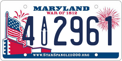MD license plate 4AU2961