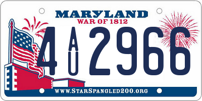MD license plate 4AU2966