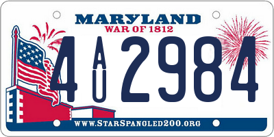 MD license plate 4AU2984