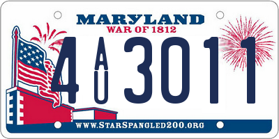 MD license plate 4AU3011