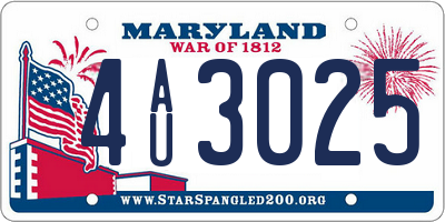 MD license plate 4AU3025