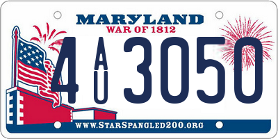 MD license plate 4AU3050