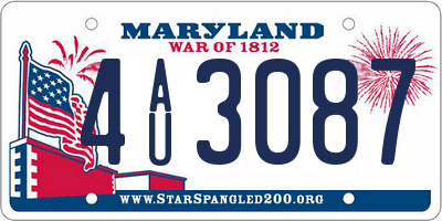 MD license plate 4AU3087