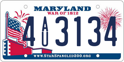 MD license plate 4AU3134