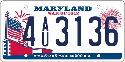 MD license plate 4AU3136