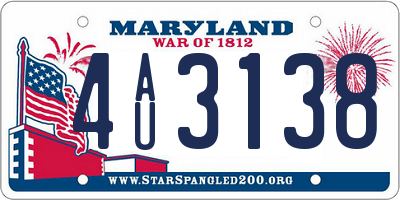MD license plate 4AU3138