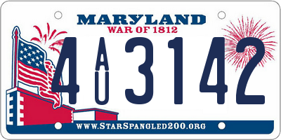 MD license plate 4AU3142