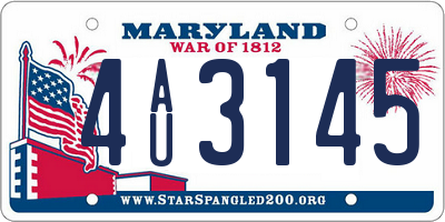 MD license plate 4AU3145