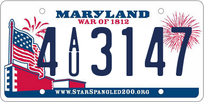 MD license plate 4AU3147
