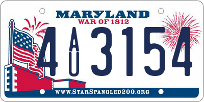 MD license plate 4AU3154