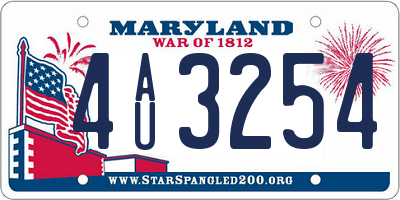MD license plate 4AU3254