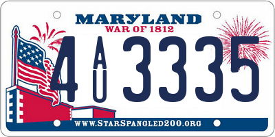 MD license plate 4AU3335