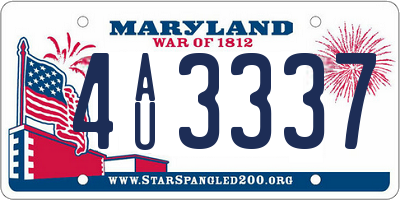 MD license plate 4AU3337