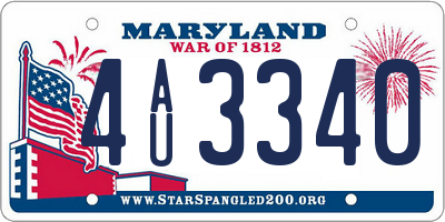 MD license plate 4AU3340