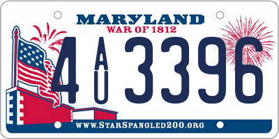 MD license plate 4AU3396