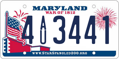 MD license plate 4AU3441