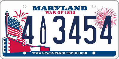 MD license plate 4AU3454