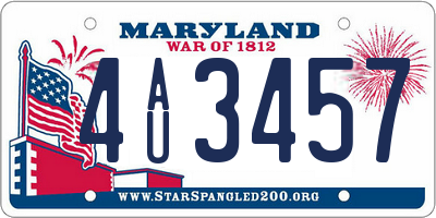 MD license plate 4AU3457
