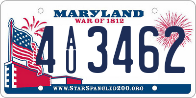 MD license plate 4AU3462