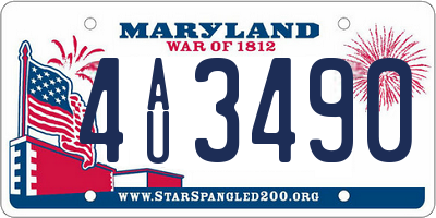 MD license plate 4AU3490