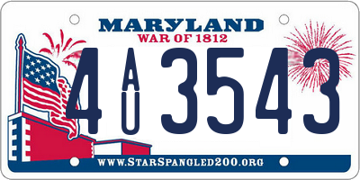 MD license plate 4AU3543