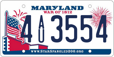 MD license plate 4AU3554