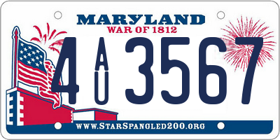 MD license plate 4AU3567