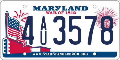 MD license plate 4AU3578