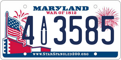 MD license plate 4AU3585
