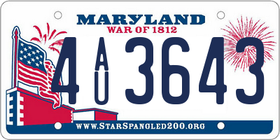 MD license plate 4AU3643