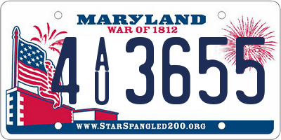 MD license plate 4AU3655