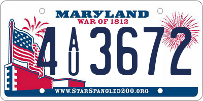MD license plate 4AU3672
