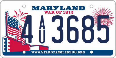 MD license plate 4AU3685