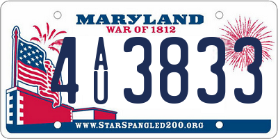 MD license plate 4AU3833