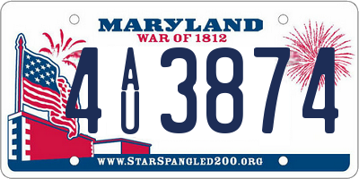 MD license plate 4AU3874