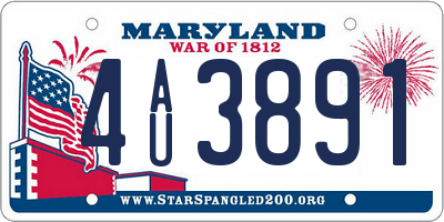 MD license plate 4AU3891