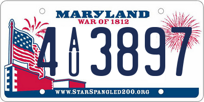 MD license plate 4AU3897