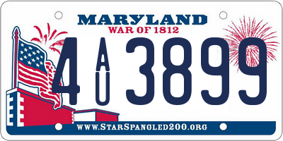 MD license plate 4AU3899