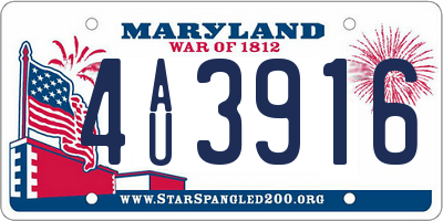 MD license plate 4AU3916