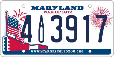 MD license plate 4AU3917