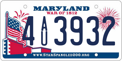 MD license plate 4AU3932