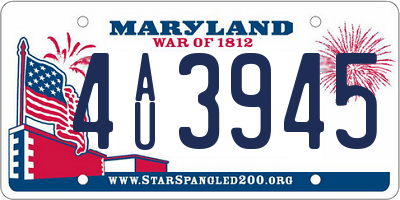 MD license plate 4AU3945