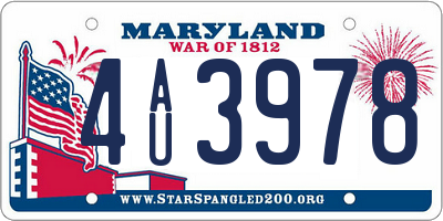 MD license plate 4AU3978