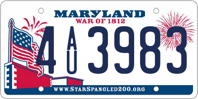 MD license plate 4AU3983