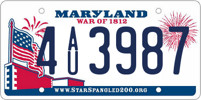 MD license plate 4AU3987