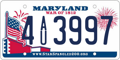 MD license plate 4AU3997